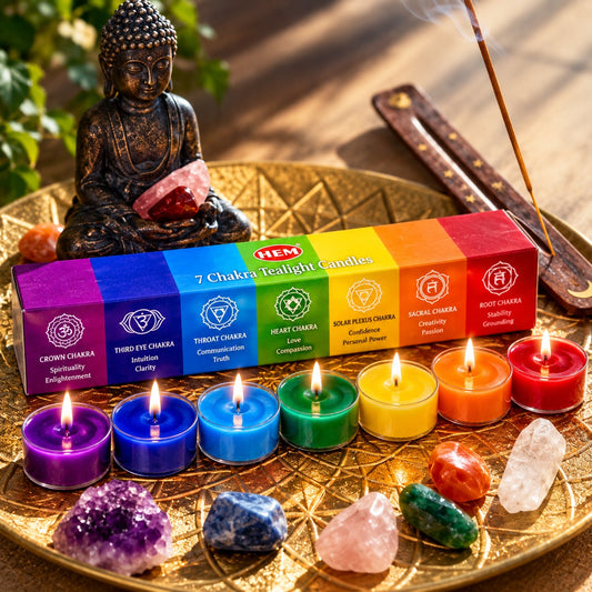 HEM SEVEN CHAKRA TEA LIGHT CANDLES