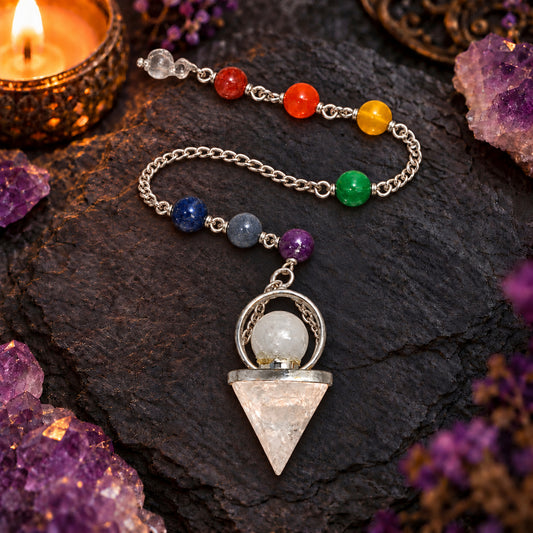 APOPHYLLITE SEVEN CHAKRA PENDULUM