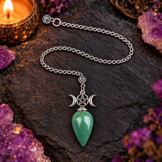 GREEN AVENTURINE TRIPLE MOON PENDULUM