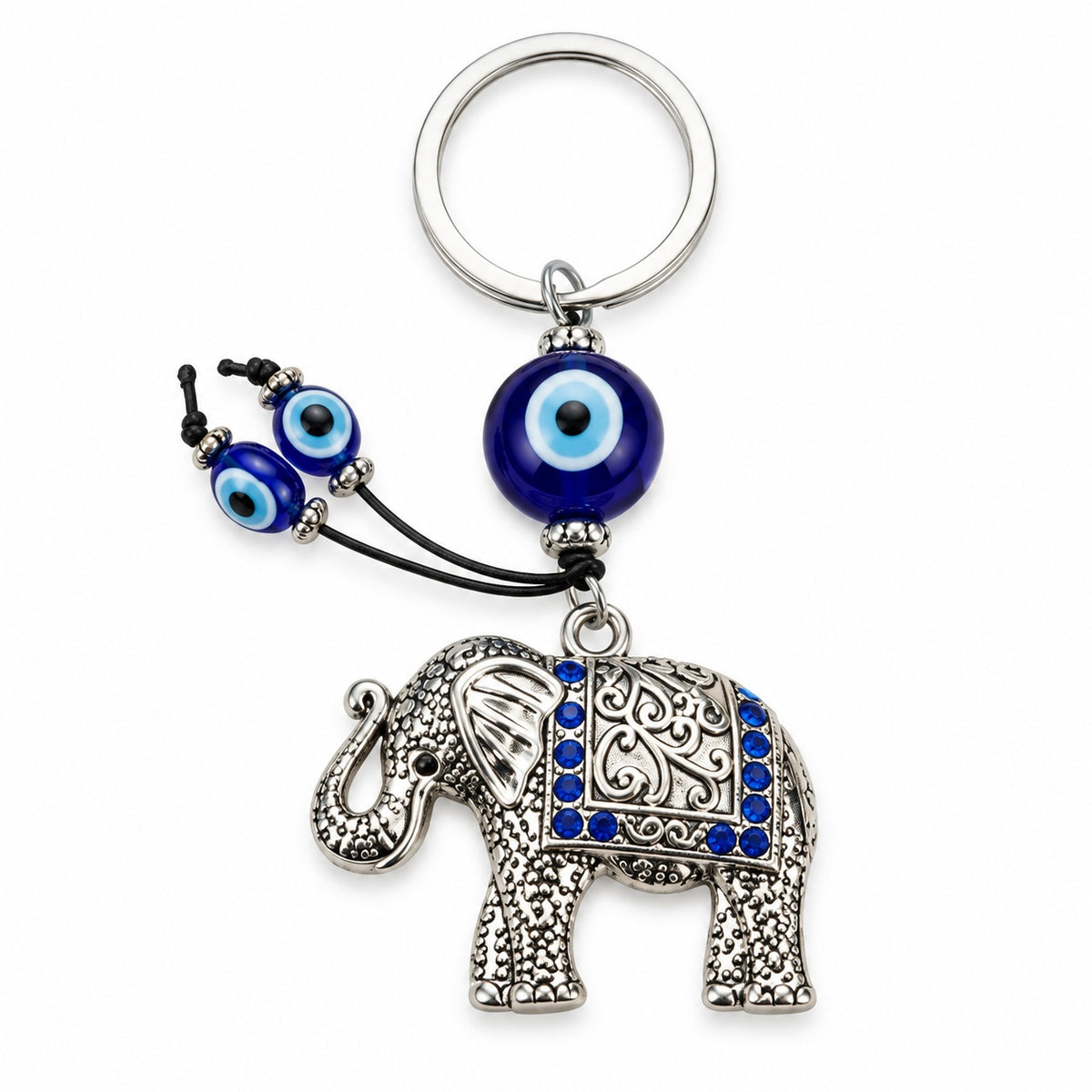 Turkish Evil Eye Elephant Keychain - Wildlings Crystals South Africa