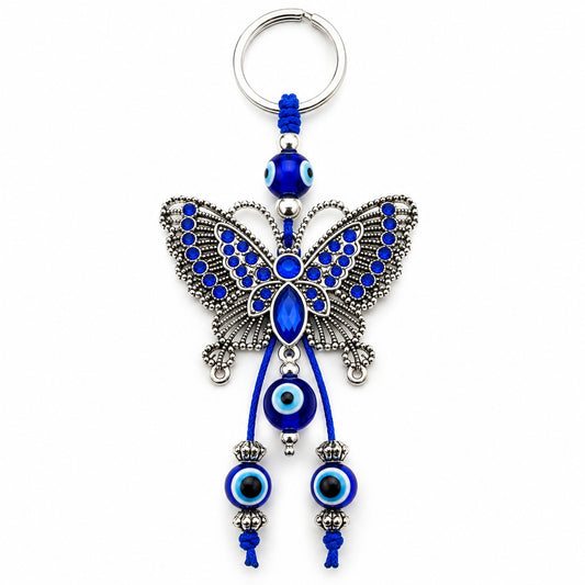 Turkish Evil Eye Butterfly Keychain - Wildlings Crystals South Africa