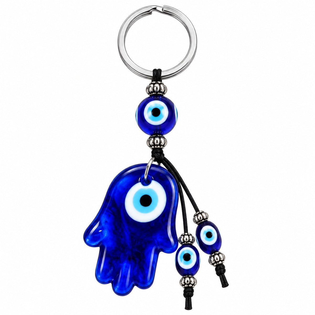 Hamsa Hand Glass Evil Eye Keychain - Wildlings Crystals South Africa