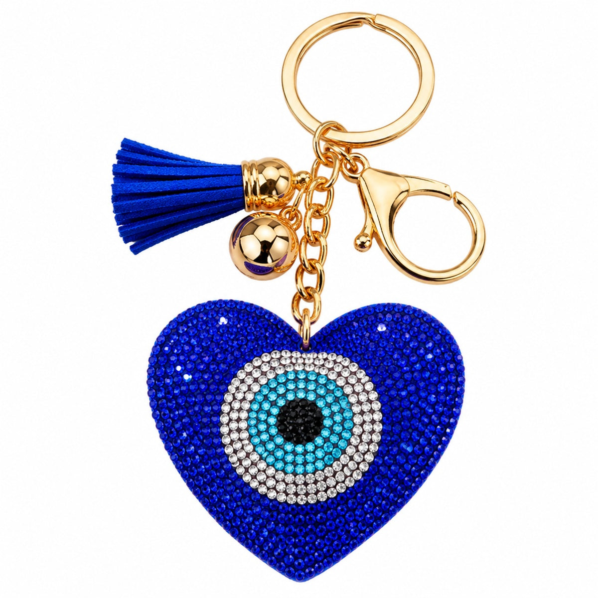 Blue Heart Evil Eye Protection Keychain - Wildlings Crystals South Africa