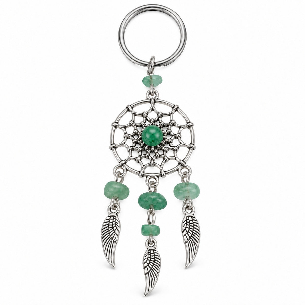 Green Aventurine Dreamcatcher Keychain - Wildlings Crystals South Africa