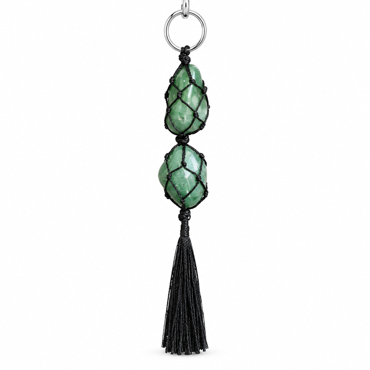 GREEN AVENTURINE MACRAME KEYCHAIN