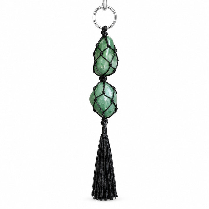 GREEN AVENTURINE MACRAME KEYCHAIN