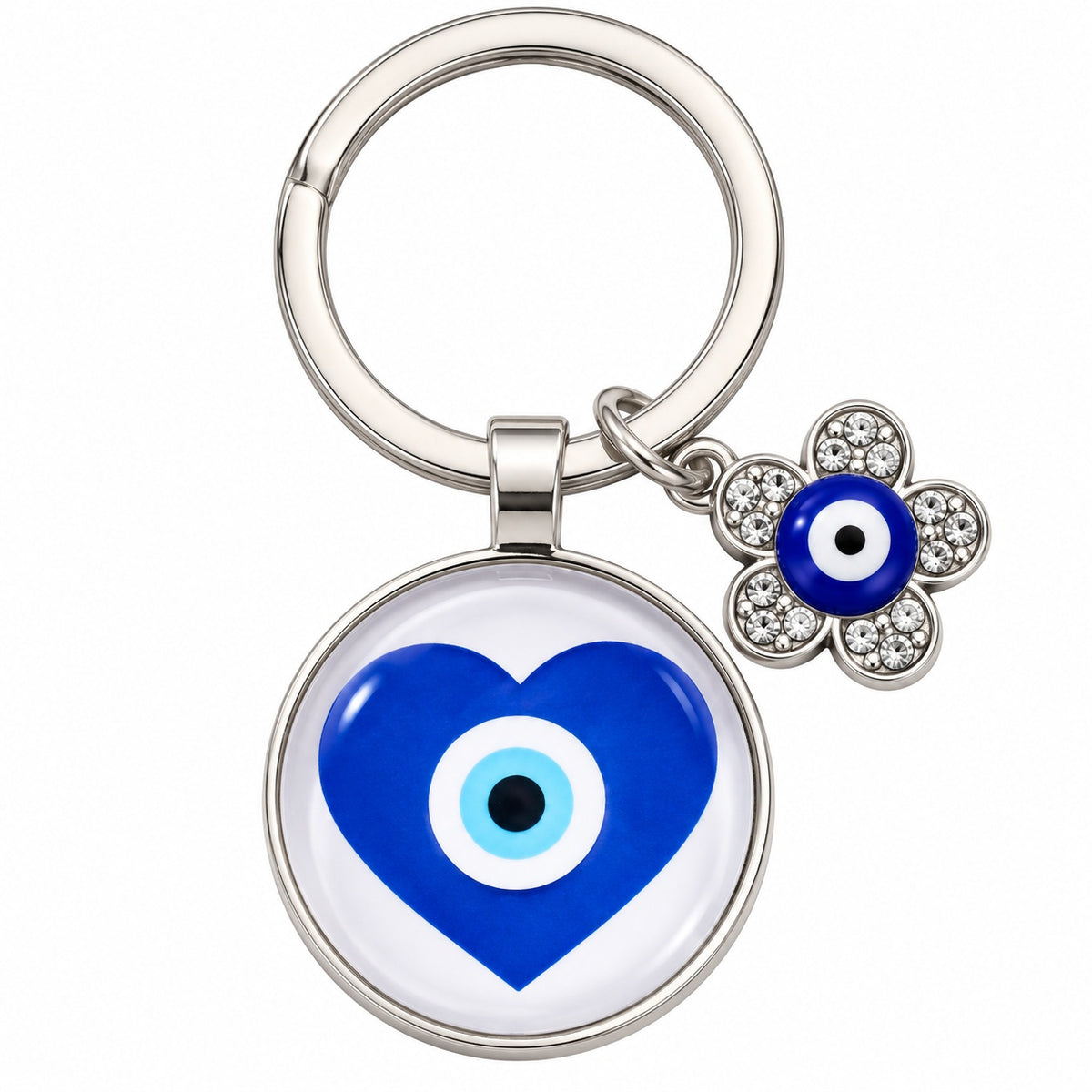 Turkish Evil Eye Heart Keychain - Wildlings Crystals South Africa