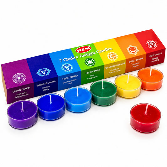 HEM SEVEN CHAKRA TEA LIGHT CANDLES