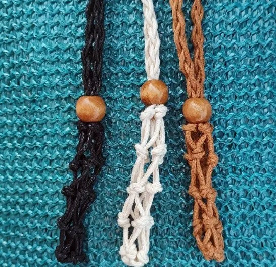 MACRAME CHANGEABLE POCKET STONE NECKLACE
