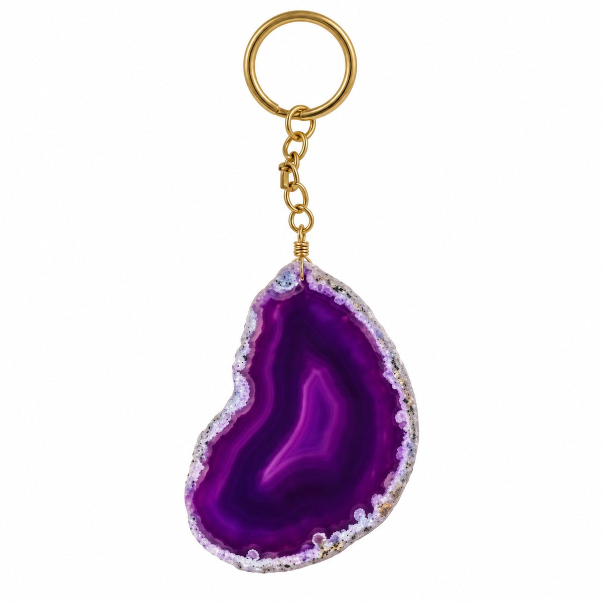 Purple Agate Keychain - Wildlings Crystals South Africa