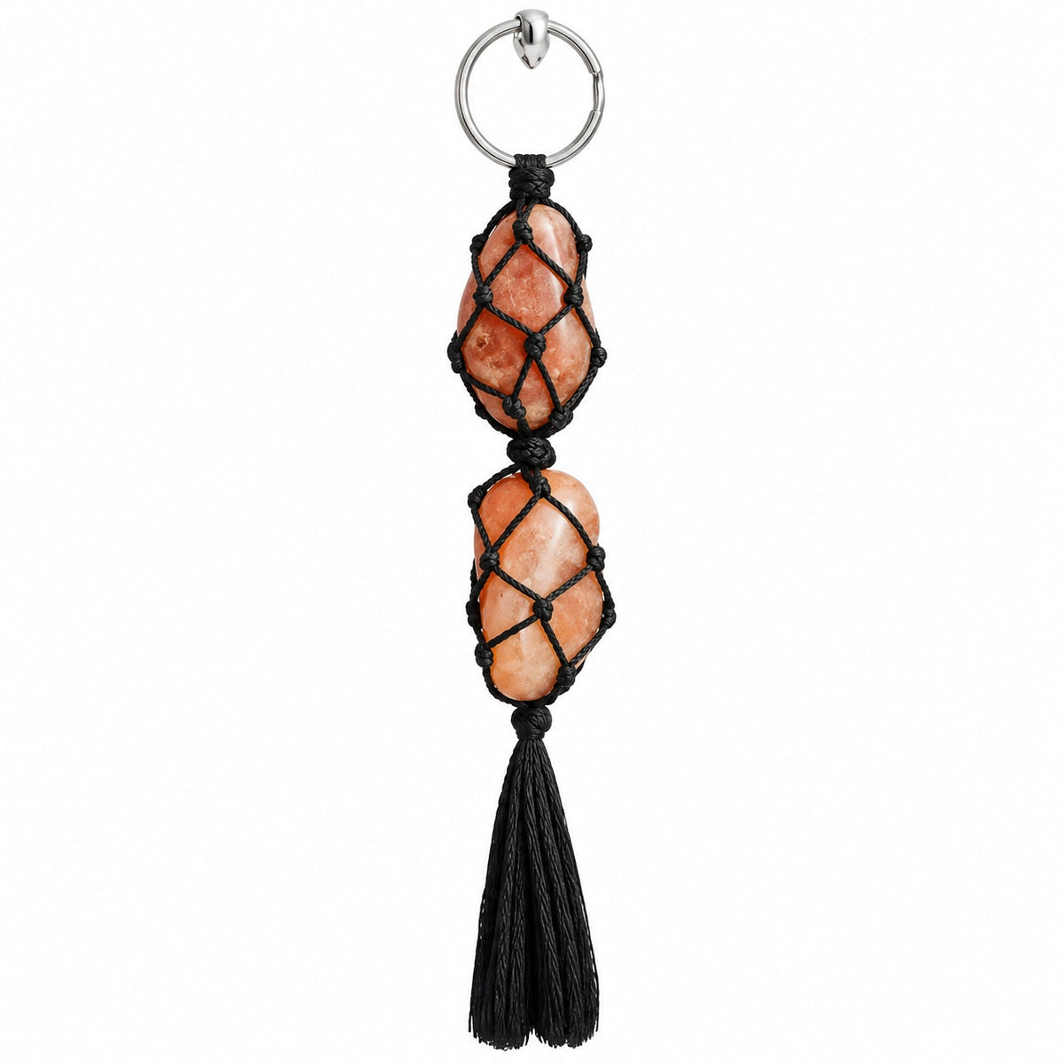 RED AVENTURINE MACRAME KEYCHAIN