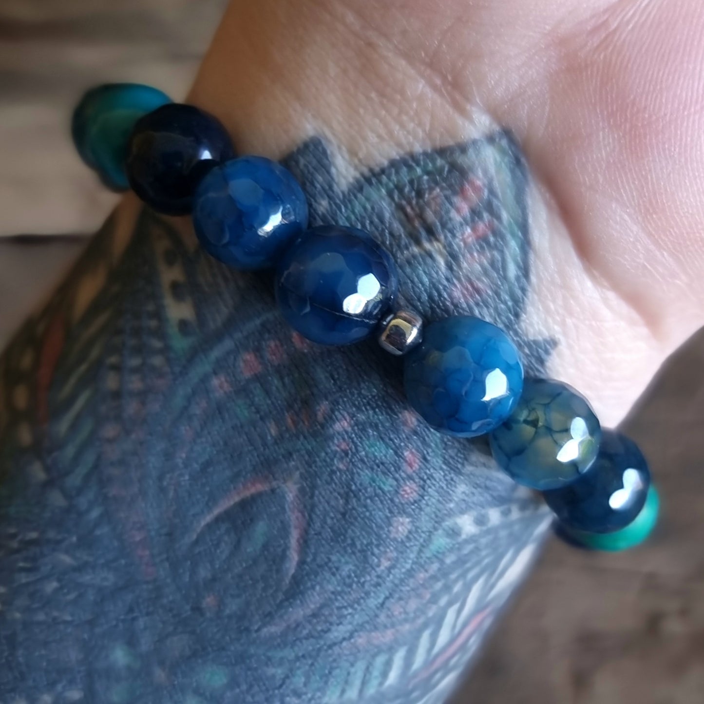 AZURITE, BLUE AGATE & CHRYSOCOLLA ENERGY BRACELET 10 mm - PERSONAL POWER