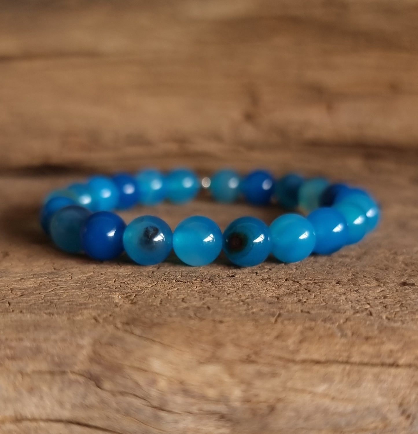 BLUE AGATE ENERGY BRACELET 8 mm - SELF CONFIDENCE