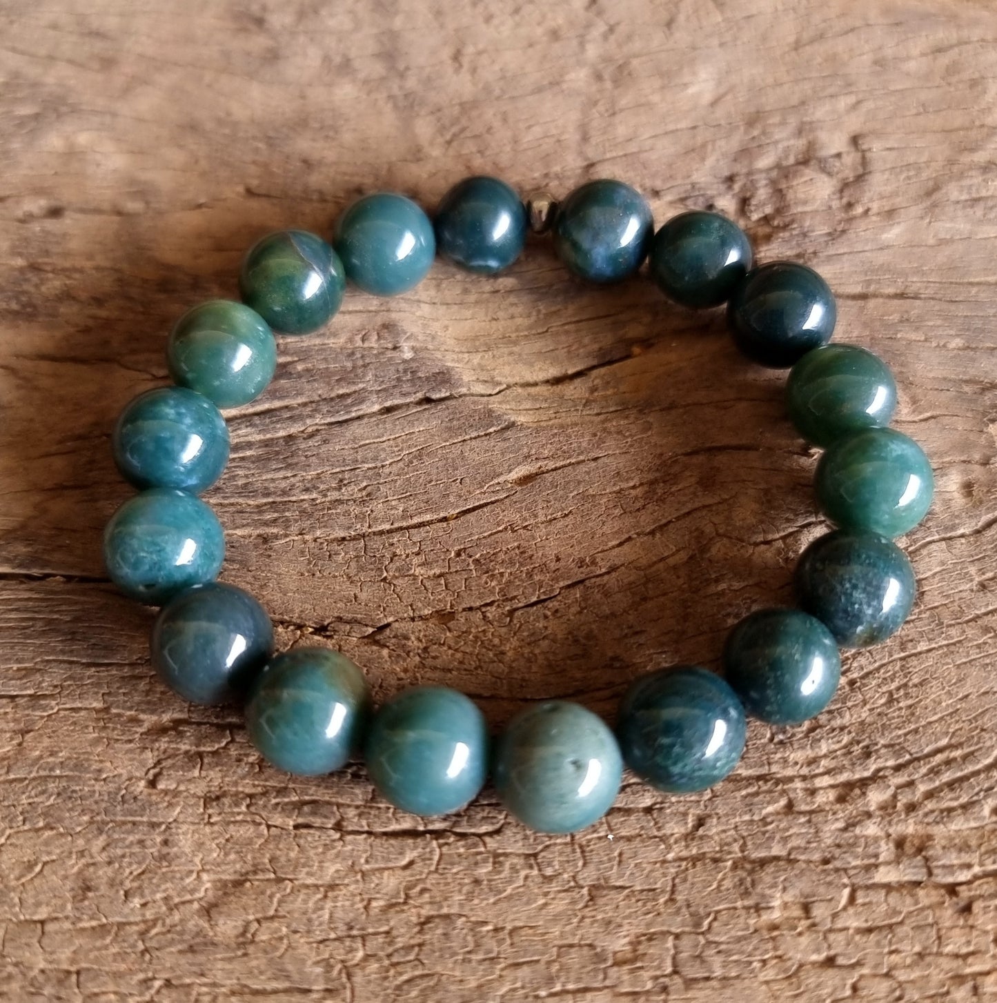 GREEN MOSS AGATE ENERGY BRACELET 10 mm - ABUNDANCE