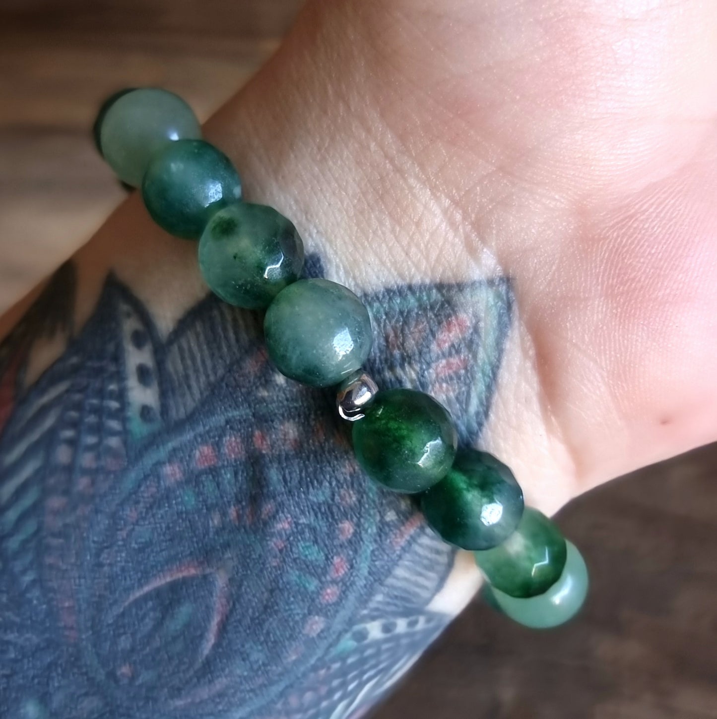 GREEN CHALCEDONY & GREEN AVENTURINE DUO BRACELET 8 mm - SPIRITUAL BALANCE