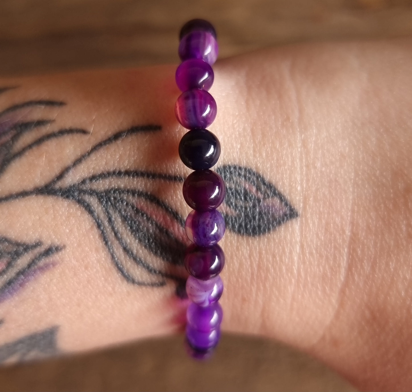 PURPLE AGATE BRACELET 6 mm - SELF CONFIDENCE