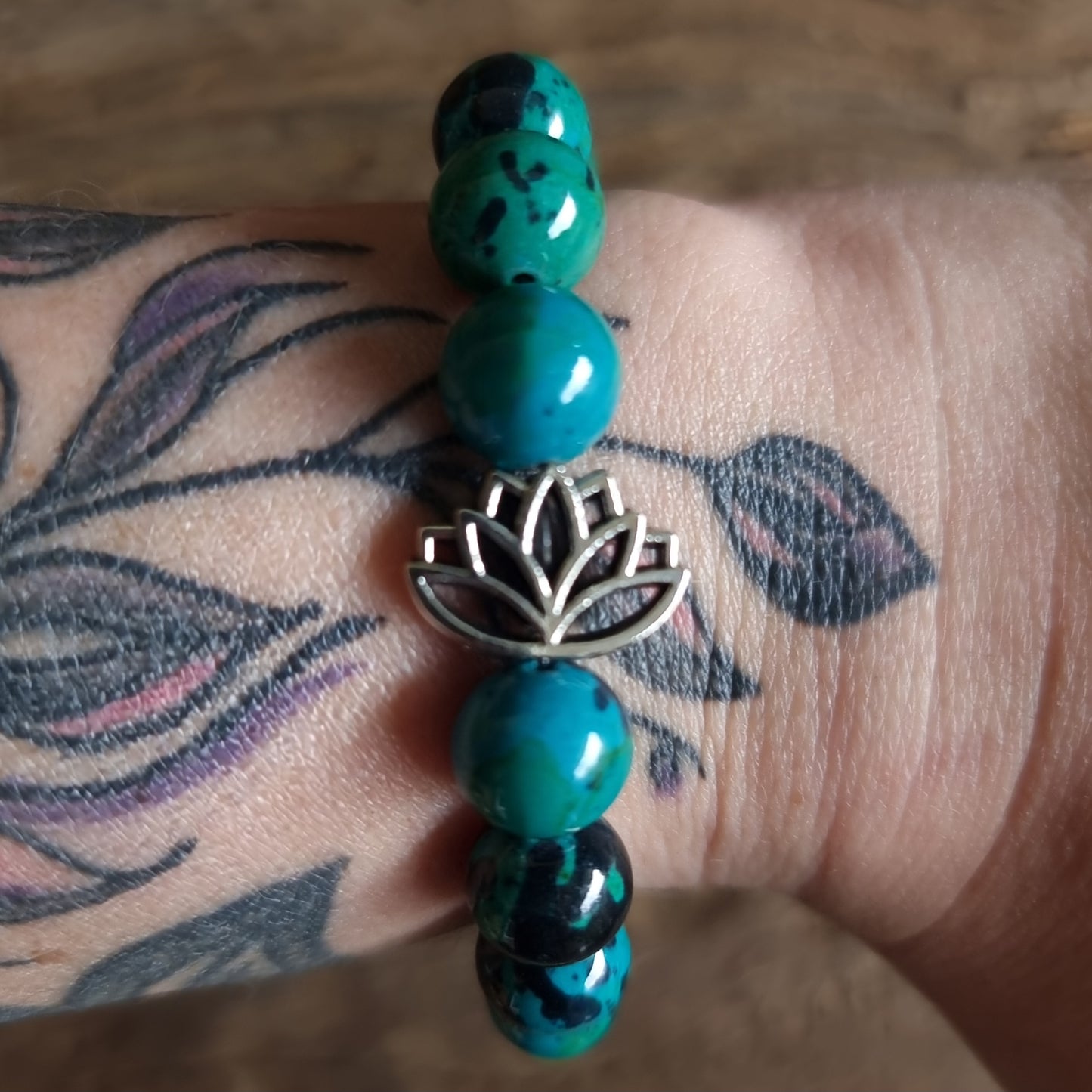 AZURITE & CHRYSOCOLLA LOTUS ENERGY BRACELET 10 mm - PERSONAL POWER