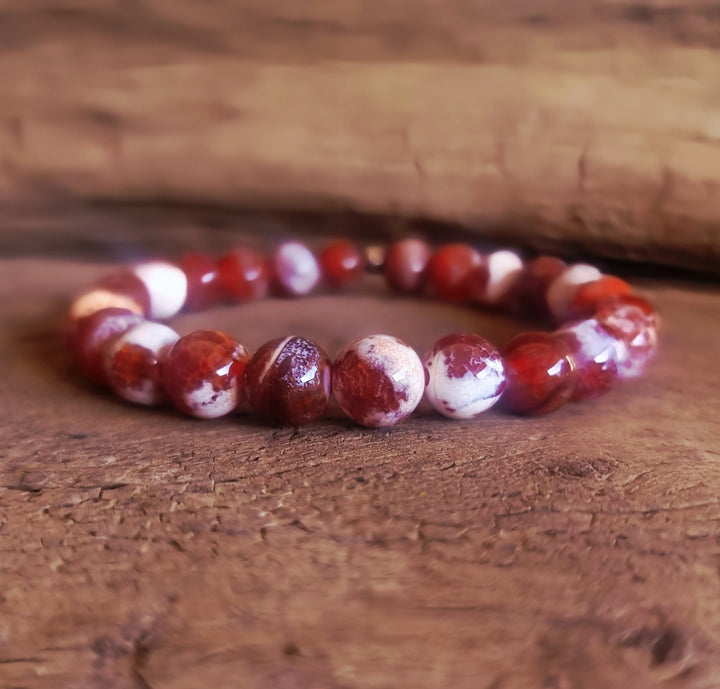 Fire Agate energy bracelet 8mm for abundance - Wildlings Crystals