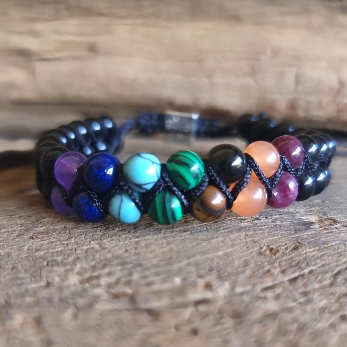 BLACK AGATE CHAKRA BALANCING BRACELET - CHAKRA HEALING