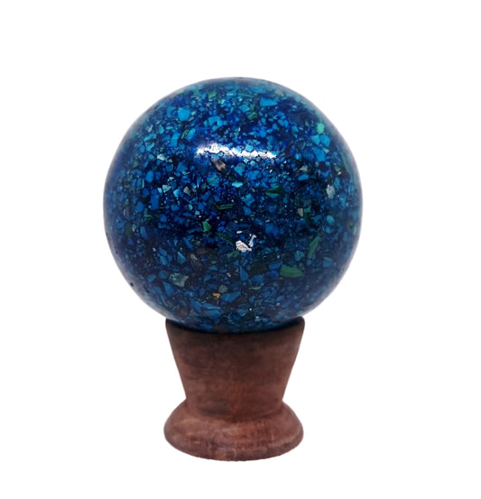 CHRYSOCOLLA,AZURITE & MALACHITE CONGLOMERATE SPHERE 6 cm
