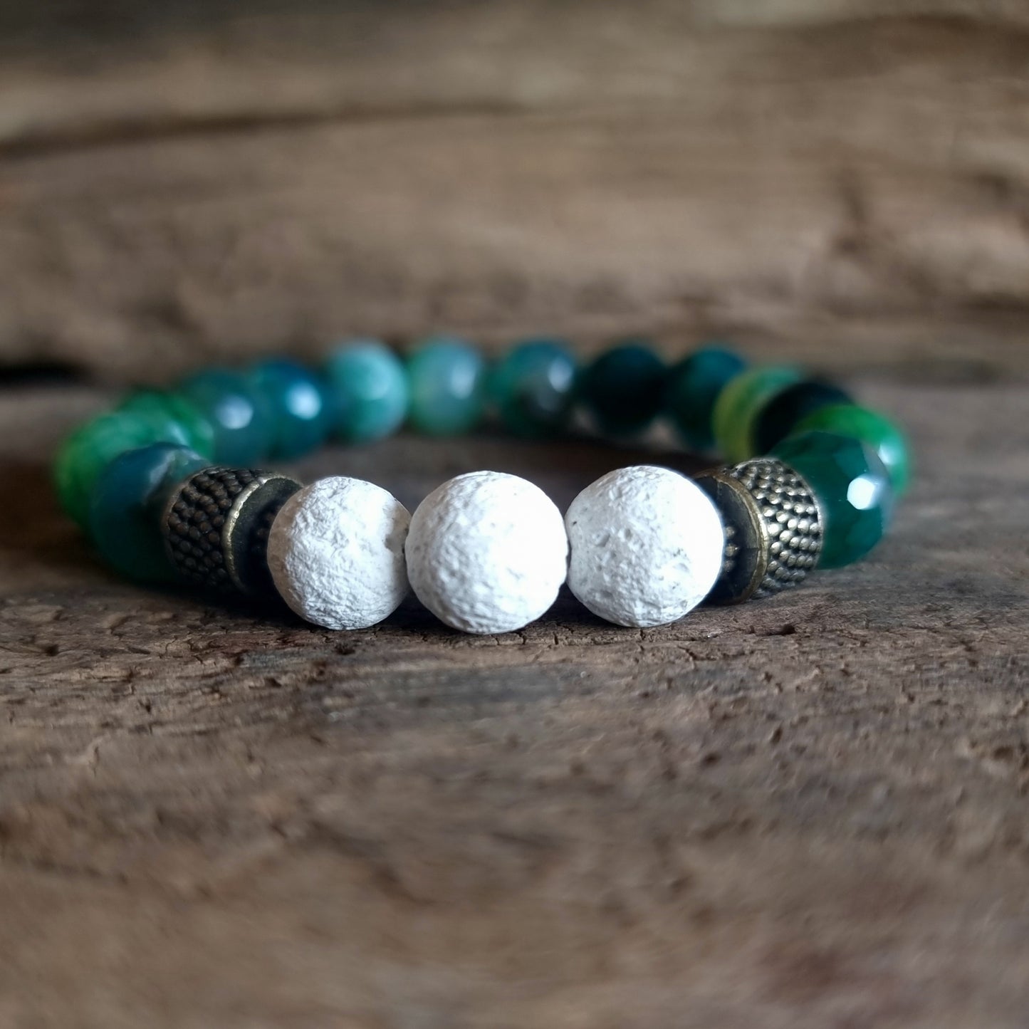 GREEN AGATE & LAVA STONE DIFFUSER BRACELET