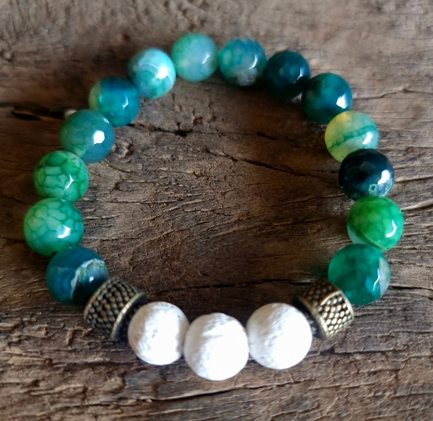 GREEN AGATE & LAVA STONE DIFFUSER BRACELET