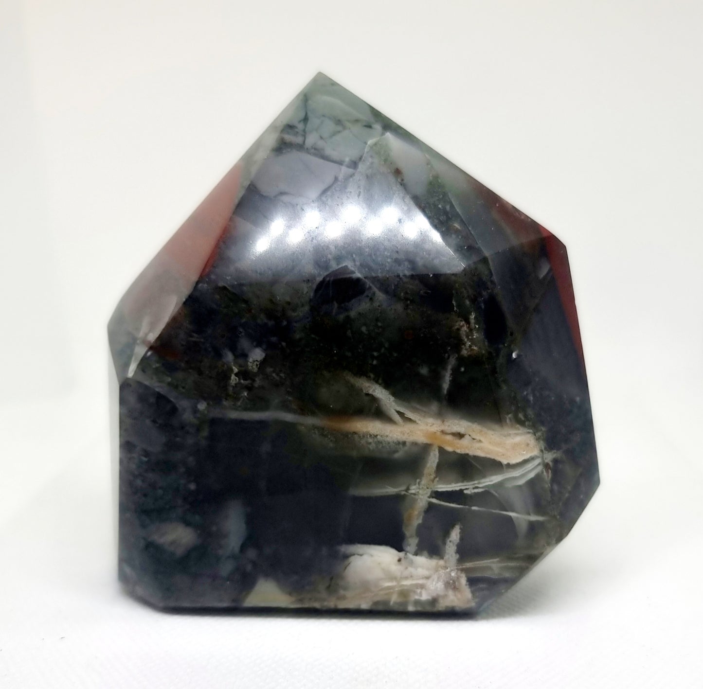 POLISHED AFRICAN BLOODSTONE WITH PYRITE TOWER 595 g - GROUNDING & PROTECTION