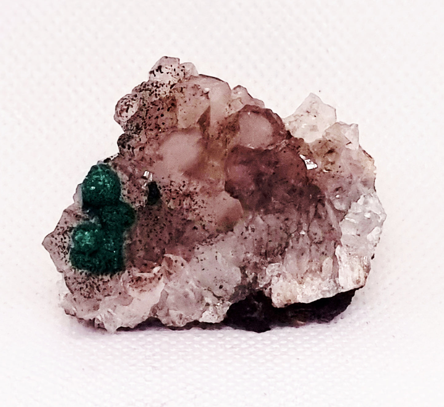 RARE BALL MALACHITE ON DRUZY QUARTZ 31 g