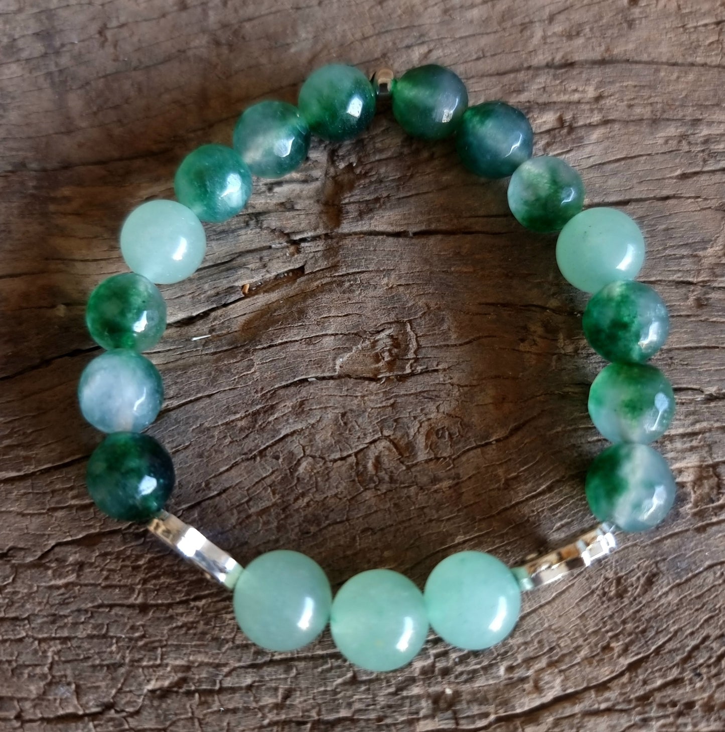 GREEN CHALCEDONY & GREEN AVENTURINE DUO BRACELET 8 mm - SPIRITUAL BALANCE