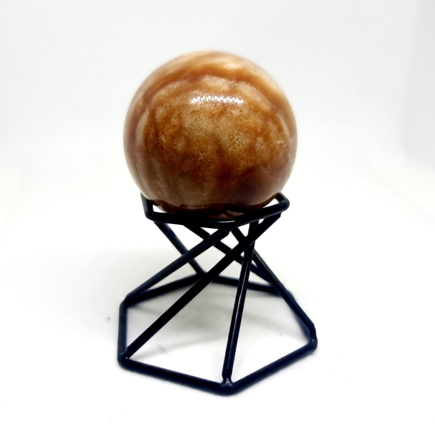 POLISHED CARAMEL SWIRL ARAGONITE SPHERE 129 g - PATIENCE