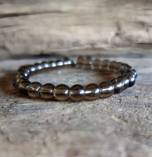 SMOKY QUARTZ ENERGY BRACELET 6mm - GROUNDING