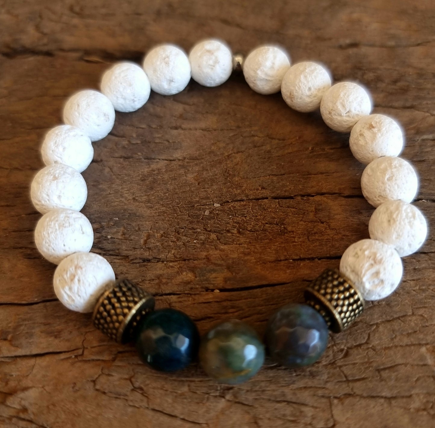 LAVA STONE & GREEN AGATE DIFFUSER BRACELET