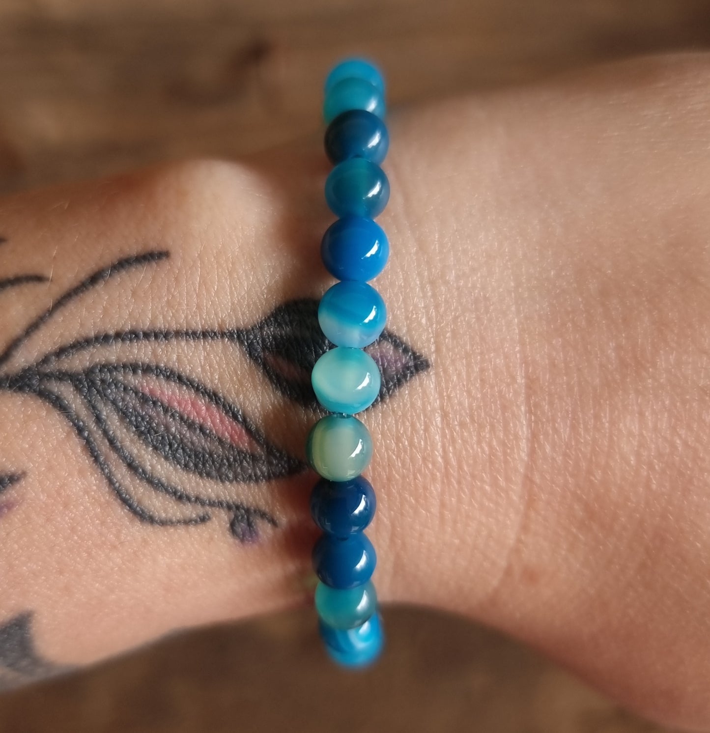 BLUE AGATE ENERGY BRACELET 6 mm - SELF CONFIDENCE