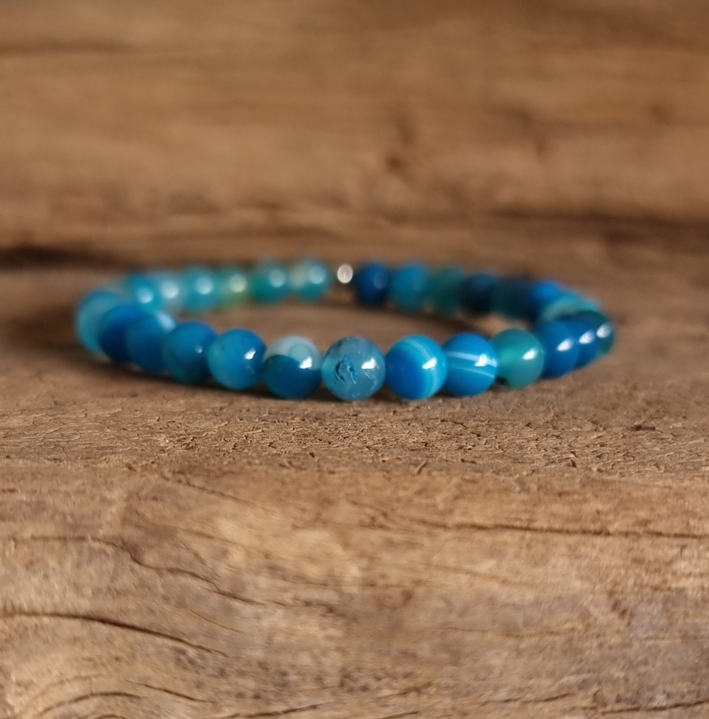BLUE AGATE ENERGY BRACELET 6 mm - SELF CONFIDENCE