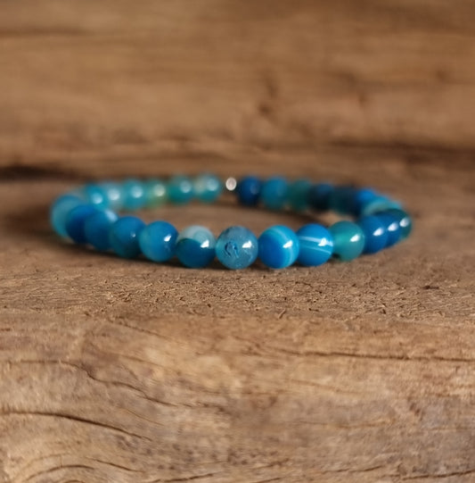 BLUE AGATE ENERGY BRACELET 6 mm - SELF CONFIDENCE