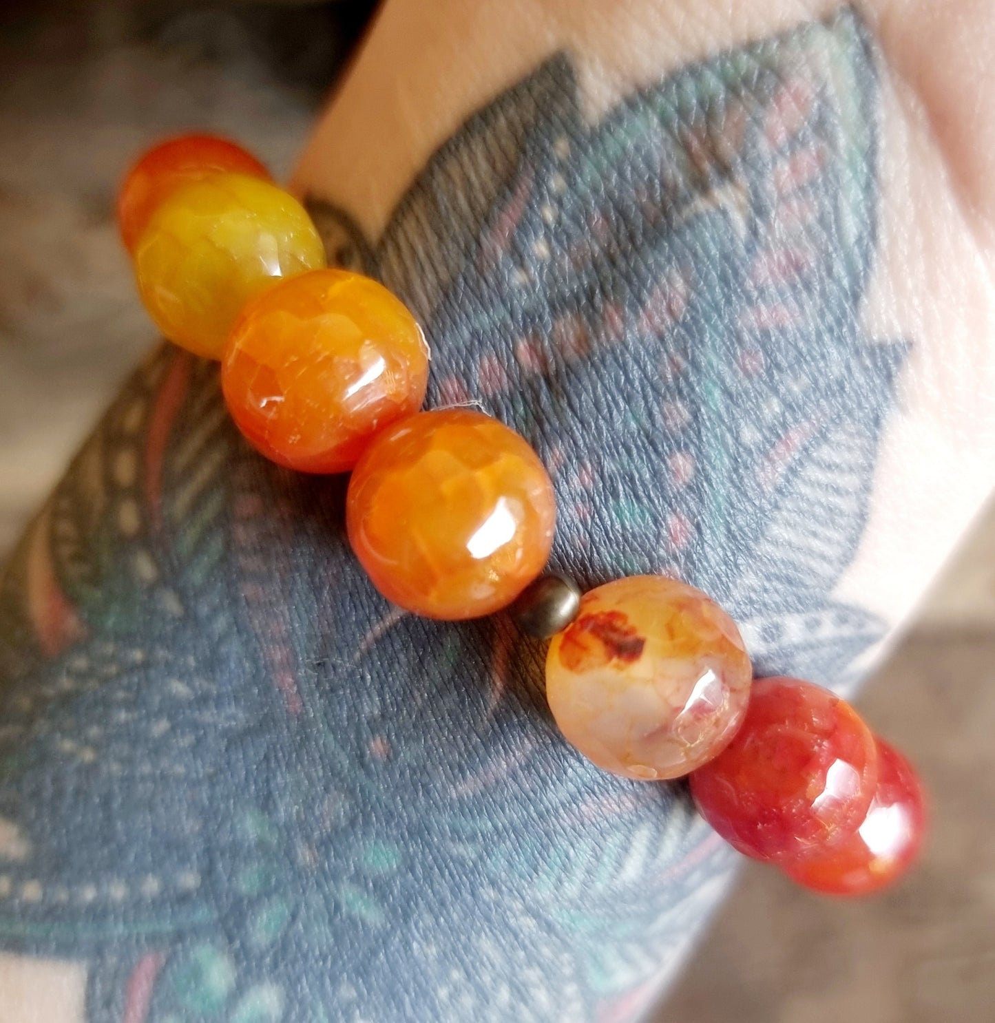 ORANGE AGATE FACETED BRACELET 12mm - PROSPERITY