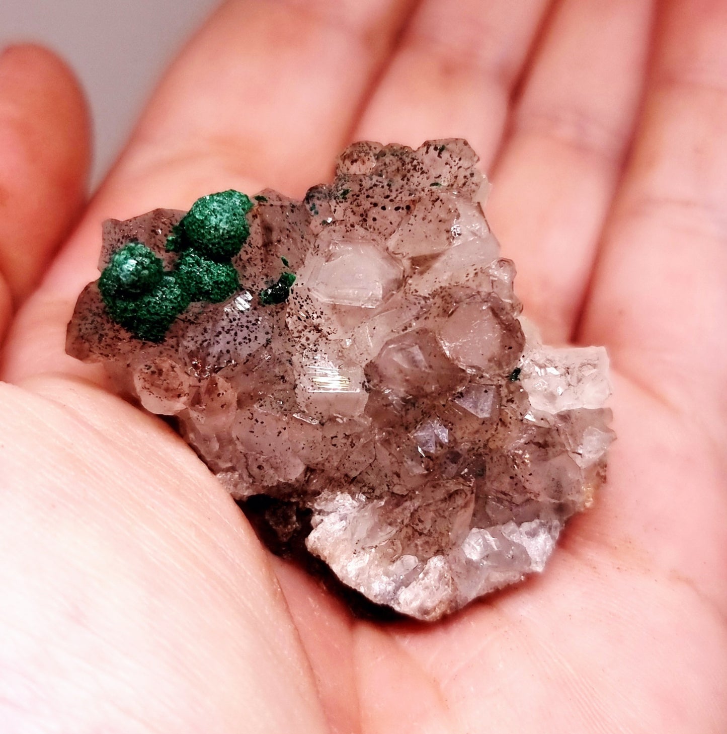 RARE BALL MALACHITE ON DRUZY QUARTZ 31 g