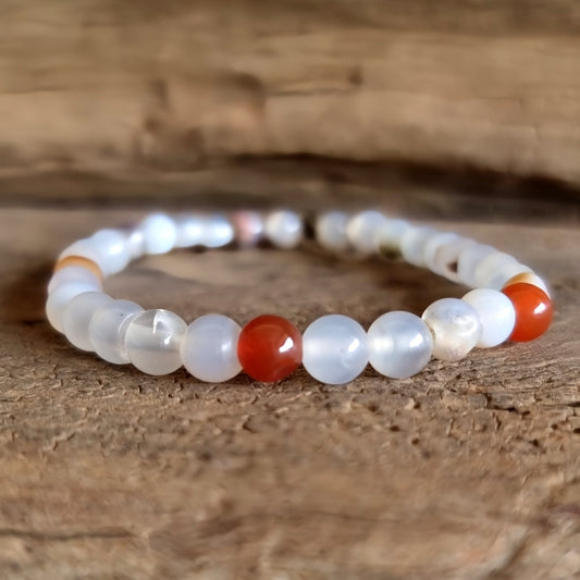 WHITE AGATE ENERGY BRACELET 6mm - ANGEL & SPIRIT GUIDES COMMUNICATION