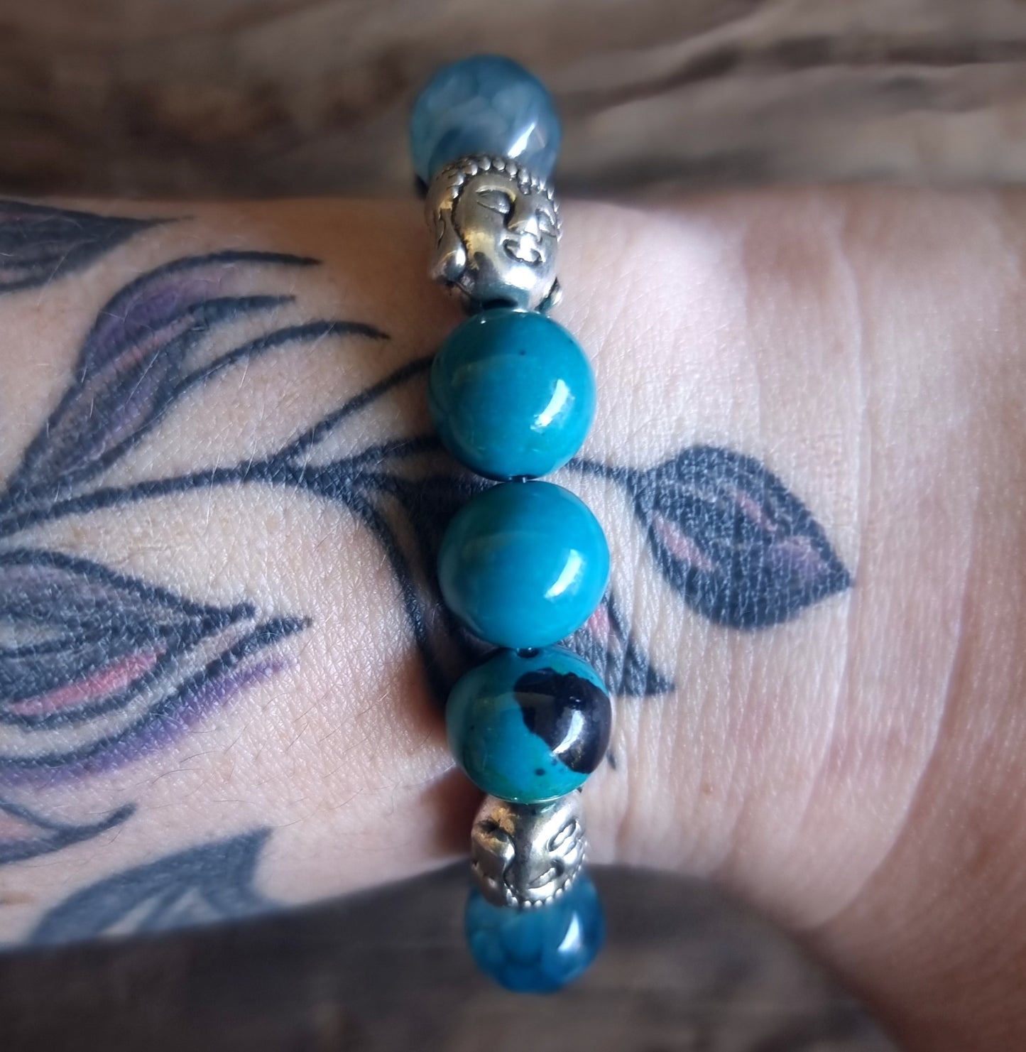 AZURITE, BLUE AGATE & CHRYSOCOLLA ENERGY BRACELET 10 mm - PERSONAL POWER