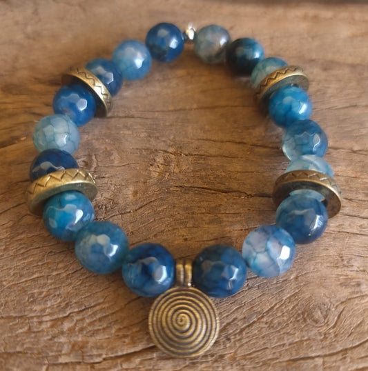 BLUE AGATE FACETED ENERGY BRACELET 10mm - SELF CONFIDENCE