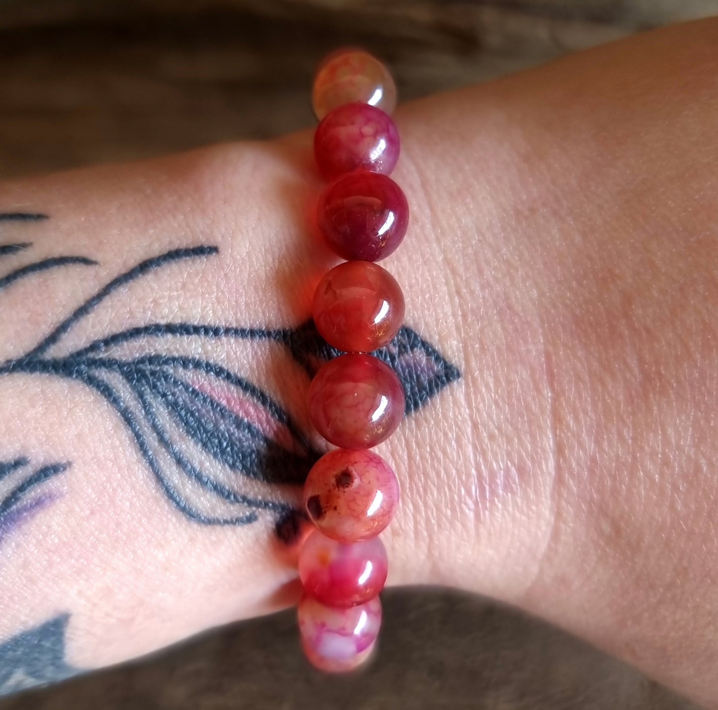 PINK AGATE ENERGY BRACELET 8mm  - PROTECTION