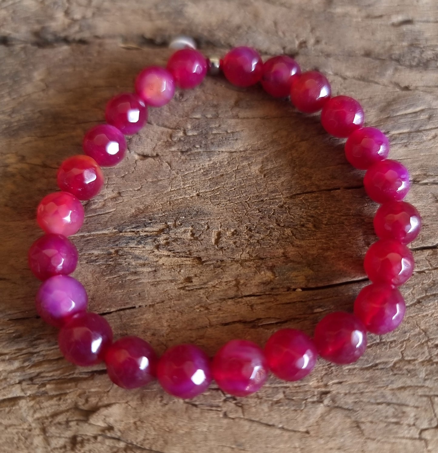 PINK AGATE FACETED BRACELET 8mm  - PROTECTION