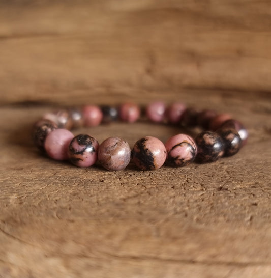 RHODONITE ENERGY BRACELET 8 mm - HEART HEALER