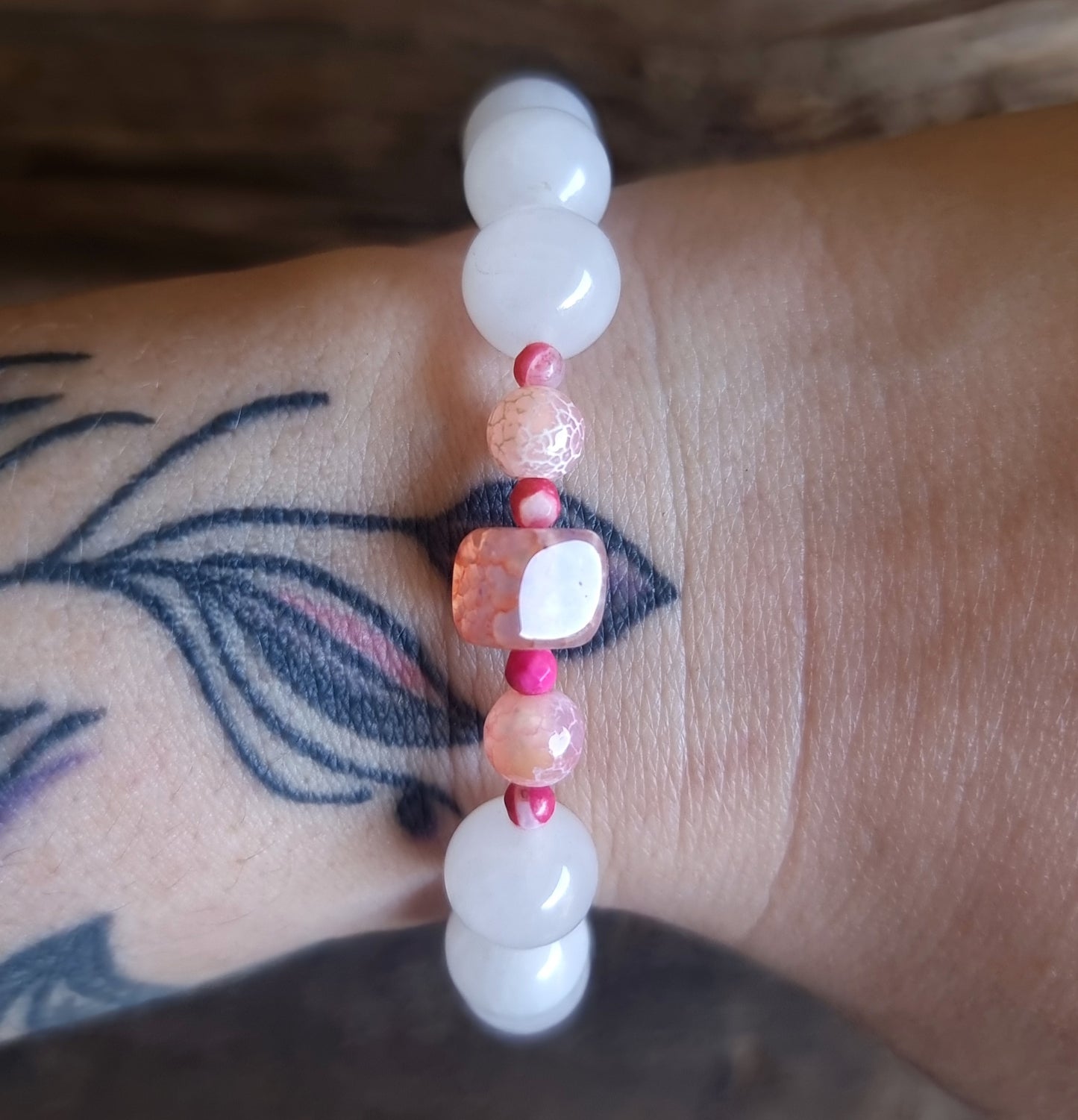 ROSE QUARTZ & PINK AGATE DUO BRACELET 10 mm - UNCONDITIONAL LOVE