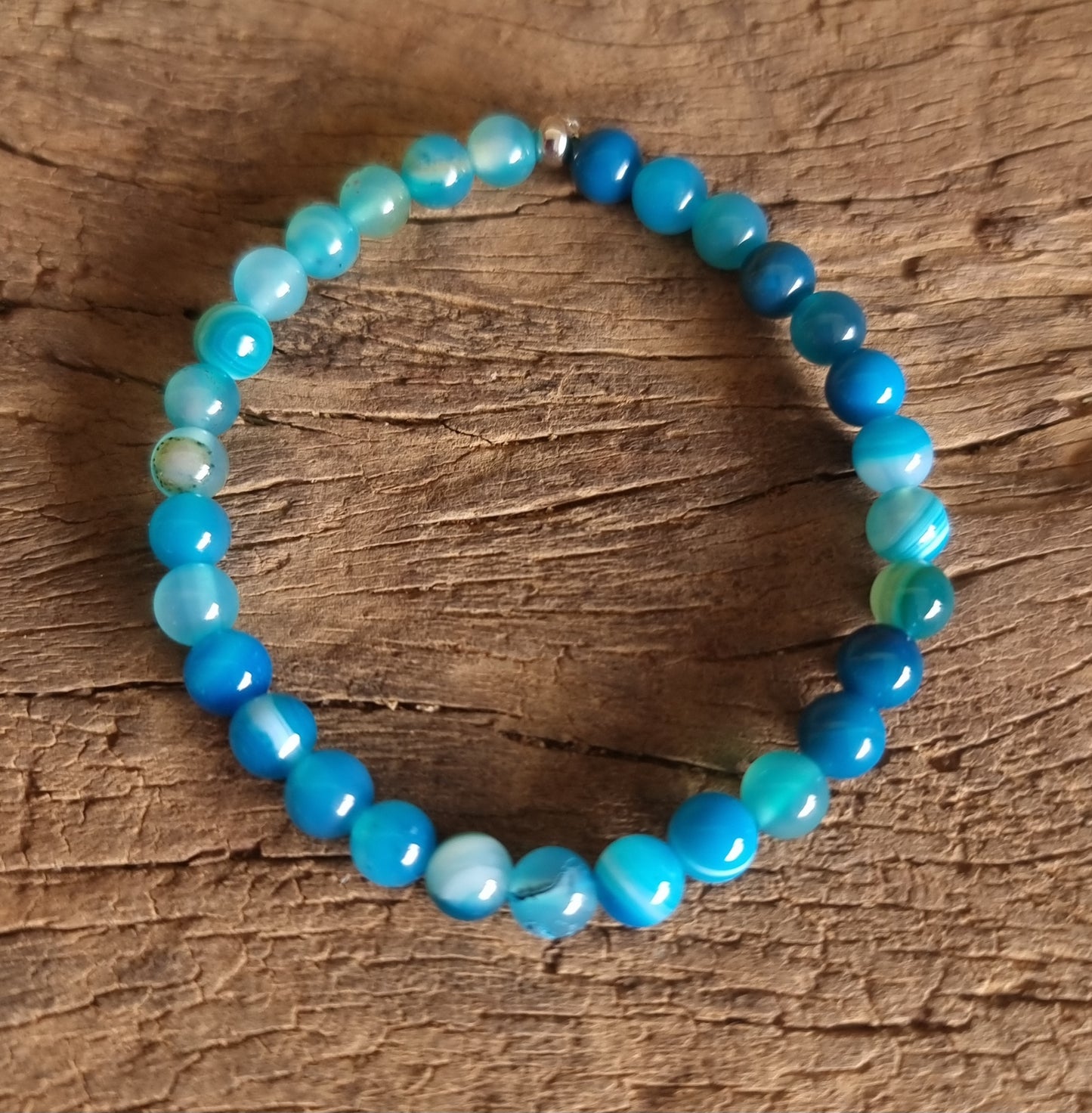 BLUE AGATE ENERGY BRACELET 6 mm - SELF CONFIDENCE