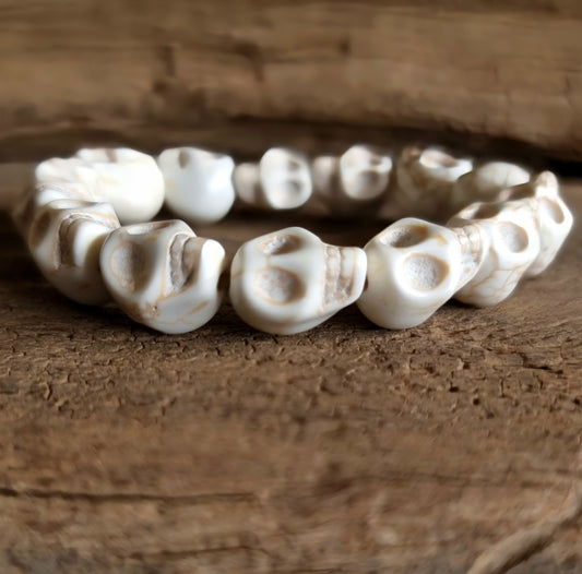 WHITE HOWLITE SKULL BRACELET - HIGHER REALMS