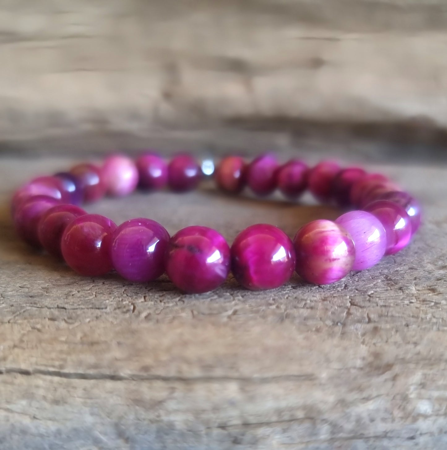 TIGER EYE PINK ENERGY BRACELET 8 mm - PROTECTION