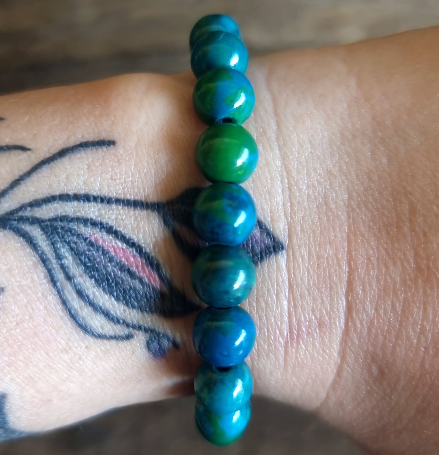 CHRYSOCOLLA & AZURITE ENERGY BRACELET 8mm - PERSONAL POWER