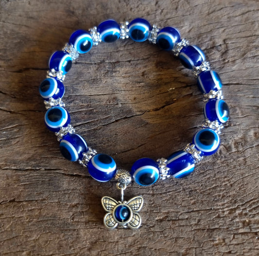 AGAINST EVIL EYE BUTTERFLY CHARM BRACELET 10 mm - PROTECTION AGAINST JEALOUSY