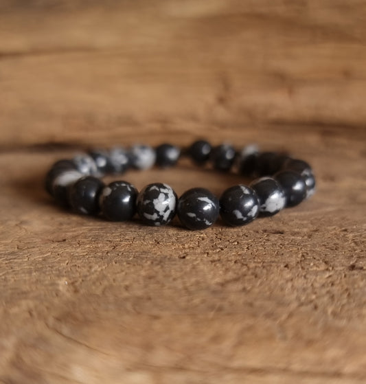 SNOWFLAKE OBSIDIAN BRACELET 8 mm - GROUNDING